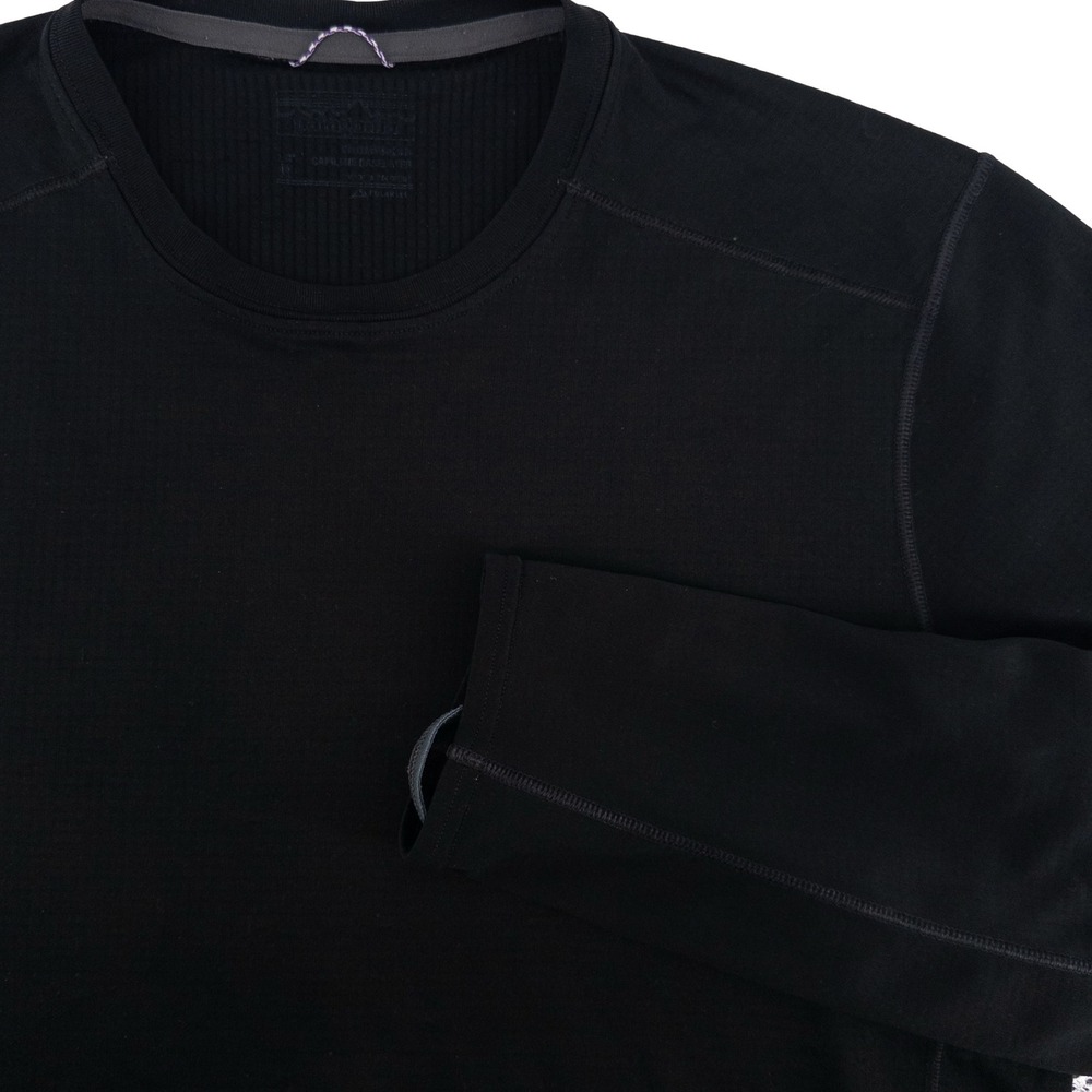 Patagonia Mens Med Midweight Capilene Crewneck Baselayer Shirt Black 44425 Gorp - Picture 1 of 9